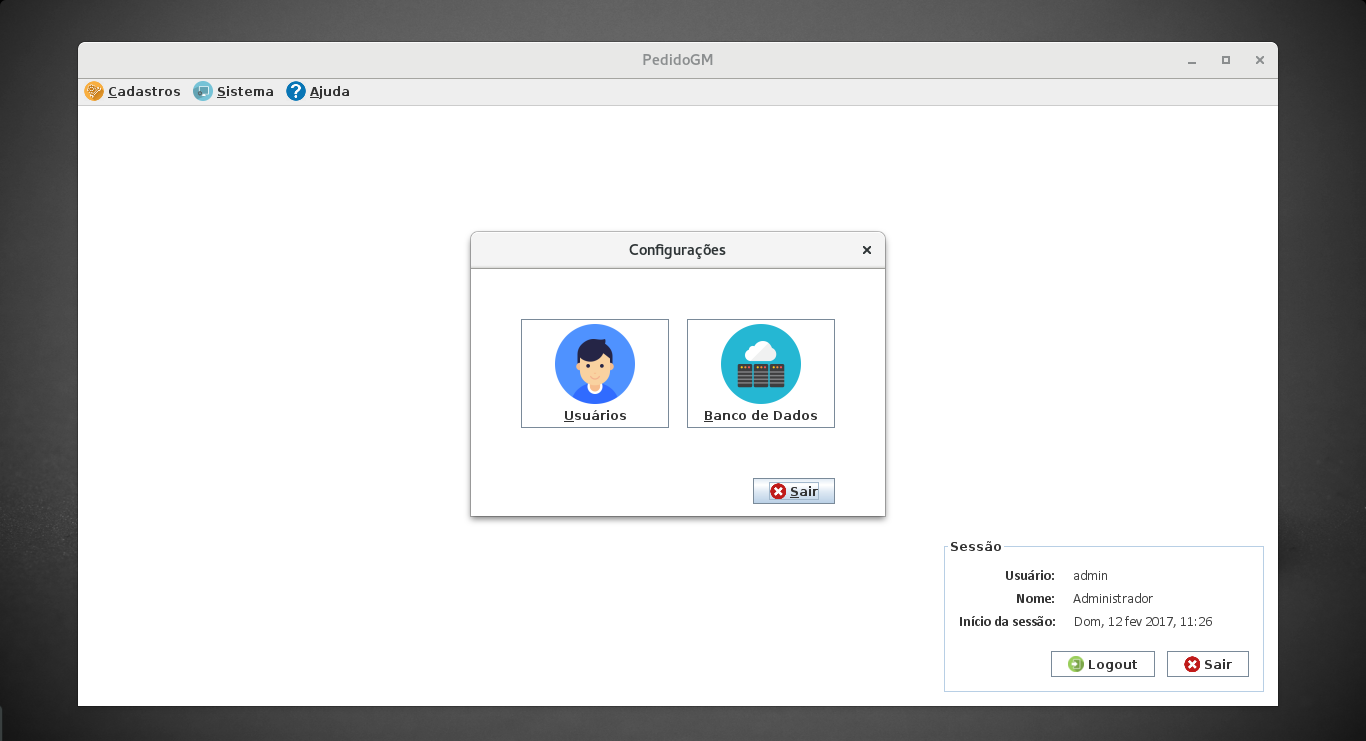 Print tela de configuracao